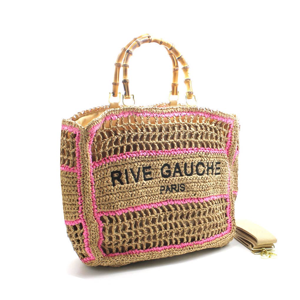 Crochet Woven Tote with Bamboo Handles