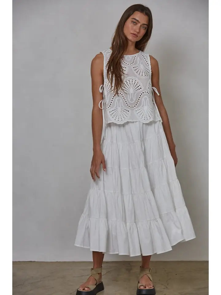 White Woven Sleeveless Top