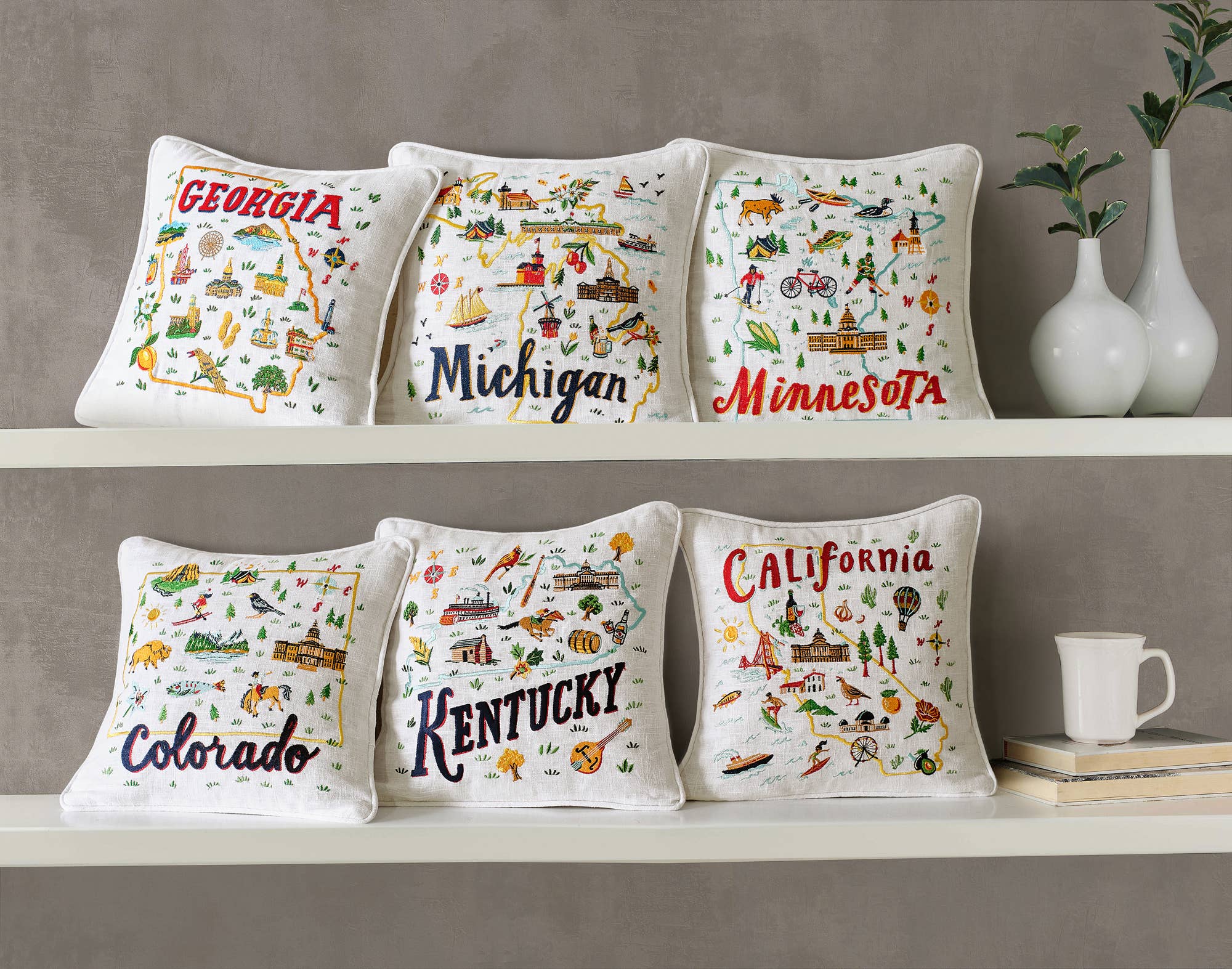 Oklahoma Embroidered Pillow